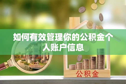 洪泽如何有效管理你的公积金个人账户信息