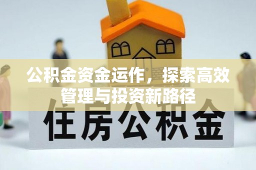洪泽公积金资金运作，探索高效管理与投资新路径
